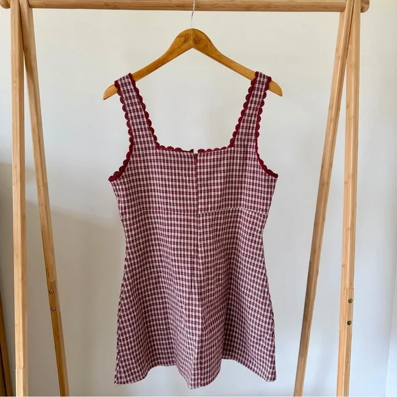 NWT Princess Polly Dasha Mini Dress in Red Check - 10 - Picture 8 of 9